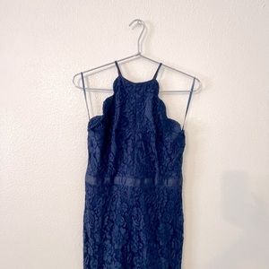 Lulus navy blue lace gown size large